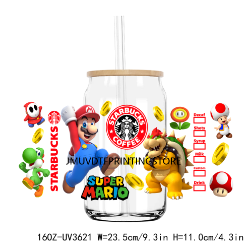 Cartoon Game Characters 16OZ UV DTF Cup Wrap Transfers Stickers Boy Girl Custom Label DIY Waterproof Logo For Libbey Glass Can