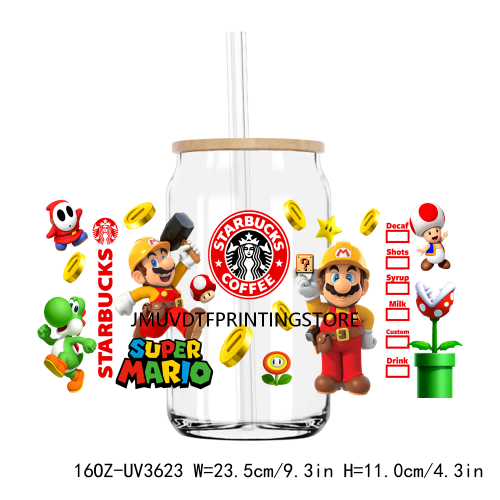 Cartoon Game Characters 16OZ UV DTF Cup Wrap Transfers Stickers Boy Girl Custom Label DIY Waterproof Logo For Libbey Glass Can