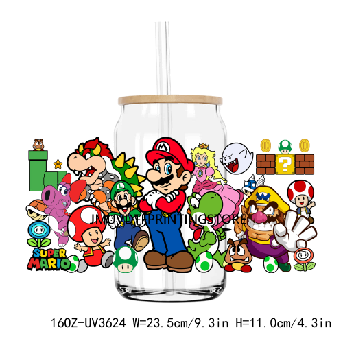 Cartoon Game Characters 16OZ UV DTF Cup Wrap Transfers Stickers Boy Girl Custom Label DIY Waterproof Logo For Libbey Glass Can