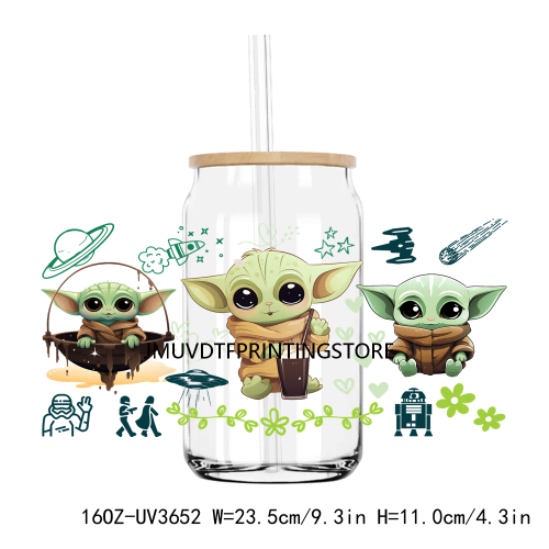 Cartoon Baby Alien 16OZ UV DTF Cup Wrap Transfers Stickers Boy Hero Custom Label DIY Waterproof Logo For Libbey Glass Can