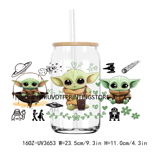 Cartoon Baby Alien 16OZ UV DTF Cup Wrap Transfers Stickers Boy Hero Custom Label DIY Waterproof Logo For Libbey Glass Can