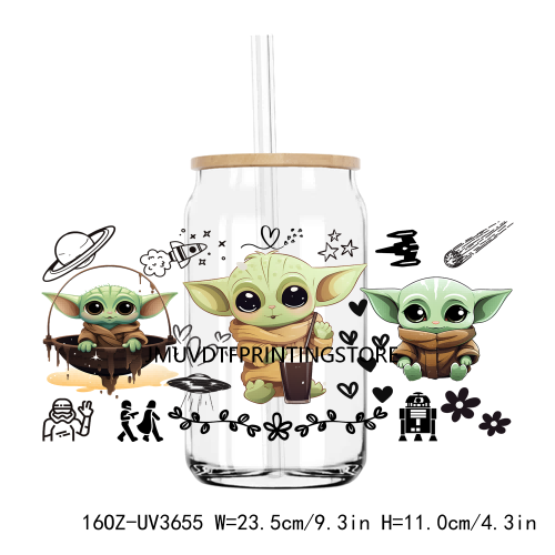 Cartoon Baby Alien 16OZ UV DTF Cup Wrap Transfers Stickers Boy Hero Custom Label DIY Waterproof Logo For Libbey Glass Can