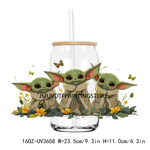 Cartoon Baby Alien 16OZ UV DTF Cup Wrap Transfers Stickers Boy Hero Custom Label DIY Waterproof Logo For Libbey Glass Can