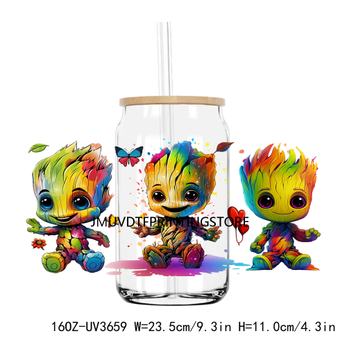 Cartoon Baby Alien 16OZ UV DTF Cup Wrap Transfers Stickers Boy Hero Custom Label DIY Waterproof Logo For Libbey Glass Can