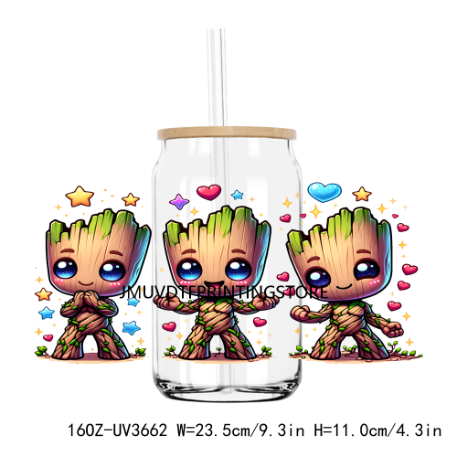 Cartoon Baby Alien 16OZ UV DTF Cup Wrap Transfers Stickers Boy Hero Custom Label DIY Waterproof Logo For Libbey Glass Can