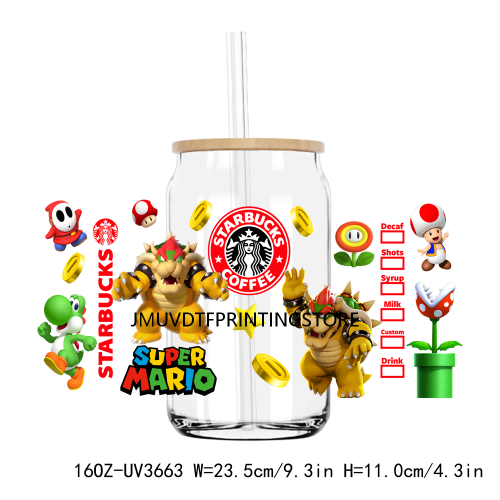 Cartoon Game Characters 16OZ UV DTF Cup Wrap Transfers Stickers Boy Girl Custom Label DIY Waterproof Logo For Libbey Glass Can