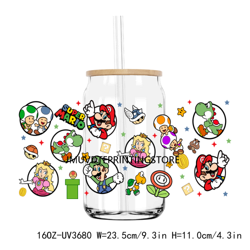 Cartoon Game Characters 16OZ UV DTF Cup Wrap Transfers Stickers Boy Girl Custom Label DIY Waterproof Logo For Libbey Glass Can