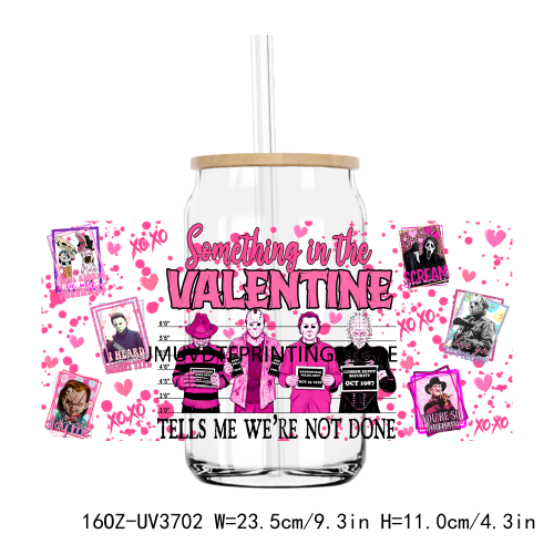 Horror Killer Pink Valentine Day 16OZ UV DTF Cup Wrap Transfers Stickers Custom Label DIY Waterproof Logo For Libbey Glass Can