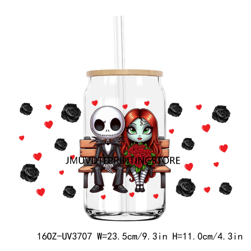 Horror Killer Pink Valentine Day 16OZ UV DTF Cup Wrap Transfers Stickers Custom Label DIY Waterproof Logo For Libbey Glass Can