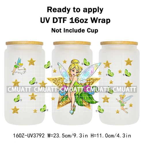 Cartoon Fly 16oz UV DTF Cup Wrap Transfers Stickers DIY Customized Selfadhesive Stickers Waterproof