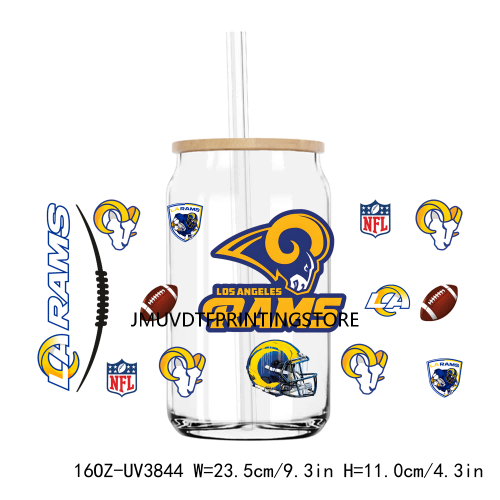 American Football Team Sport 16OZ UV DTF Cup Wrap Transfers Stickers Custom Label DIY Waterproof Logo For Libbey Glass Can