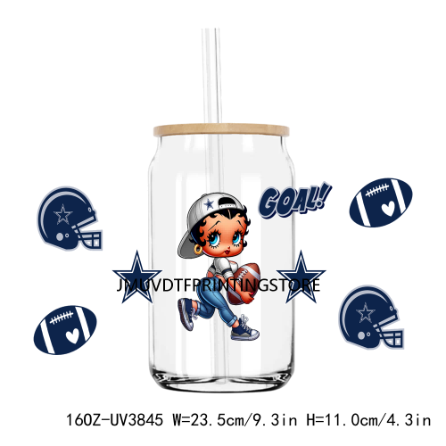 American Football Team Sport 16OZ UV DTF Cup Wrap Transfers Stickers Custom Label DIY Waterproof Logo For Libbey Glass Can