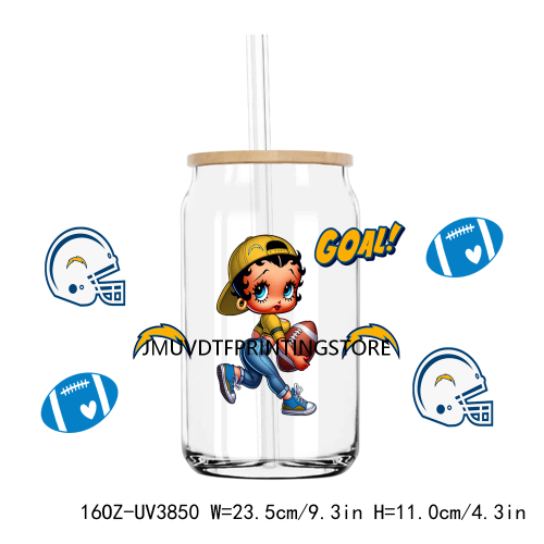 American Football Team Sport 16OZ UV DTF Cup Wrap Transfers Stickers Custom Label DIY Waterproof Logo For Libbey Glass Can