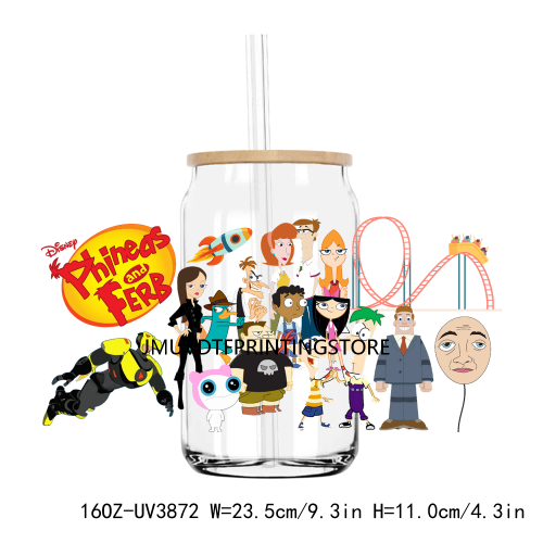 Popular Cartoon Characters Movie UV DTF Sticker For 16OZ Libbey Glass Cup Can Wrap Transfer Sticker Custom Labels DIY Logo