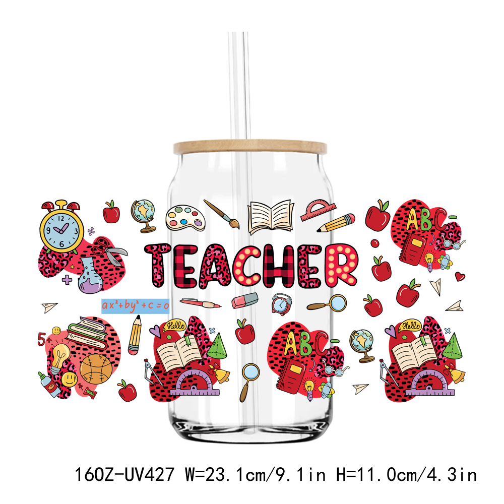 Teacher Fuel Coffee Cup 16OZ UV DTF Stickers Wrap