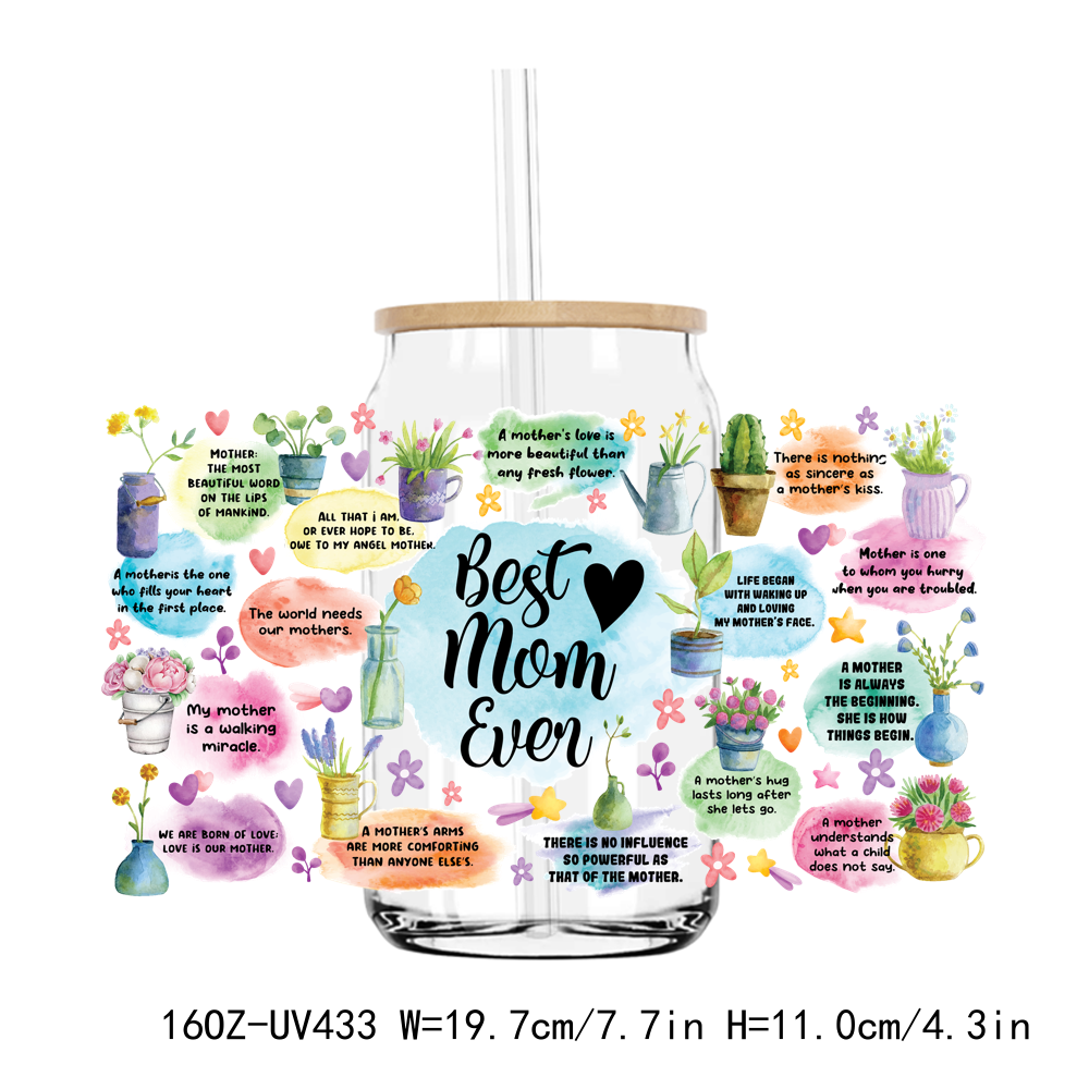 Best Mom Mama 16OZ UV DTF Stickers Wrap