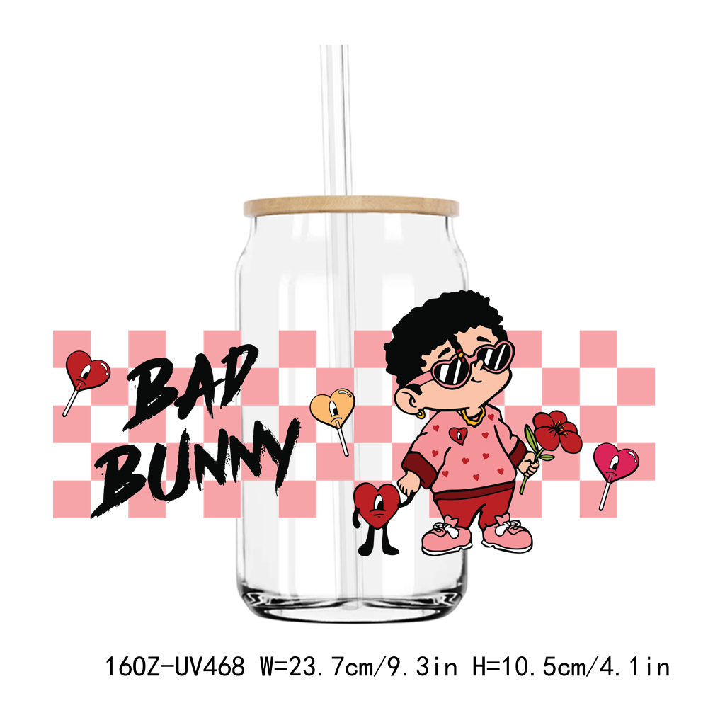 Bad Bunny Valentine's Day 16OZ UV DTF Stickers Wrap