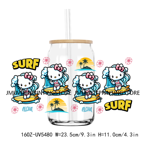 Mexico Autism Puzzle Cartoon Cat 16OZ UV DTF Cup Wrap Transfer Sticker Custom Label Durable Waterproof Logo For Libbey Glass Can