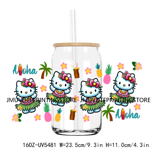 Mexico Autism Puzzle Cartoon Cat 16OZ UV DTF Cup Wrap Transfer Sticker Custom Label Durable Waterproof Logo For Libbey Glass Can