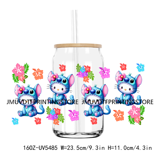 Mexico Autism Puzzle Cartoon Cat 16OZ UV DTF Cup Wrap Transfer Sticker Custom Label Durable Waterproof Logo For Libbey Glass Can