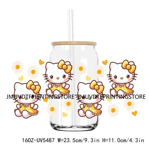 Mexico Autism Puzzle Cartoon Cat 16OZ UV DTF Cup Wrap Transfer Sticker Custom Label Durable Waterproof Logo For Libbey Glass Can