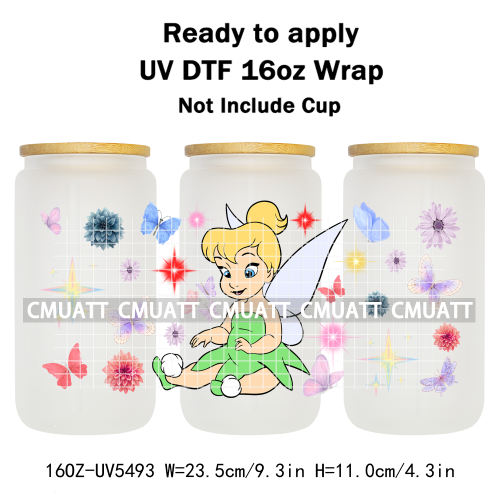 Cartoon Fly 16oz UV DTF Cup Wrap Transfers Stickers DIY Customized Selfadhesive Stickers Waterproof