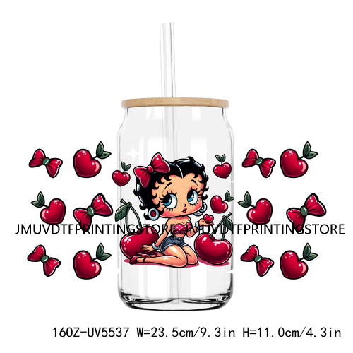 Girl Power Cartoon Best Friends UV DTF Sticker For 16OZ Libbey Glass Cup Can Wrap Transfer Stickers Custom DIY Logo Hello Spring