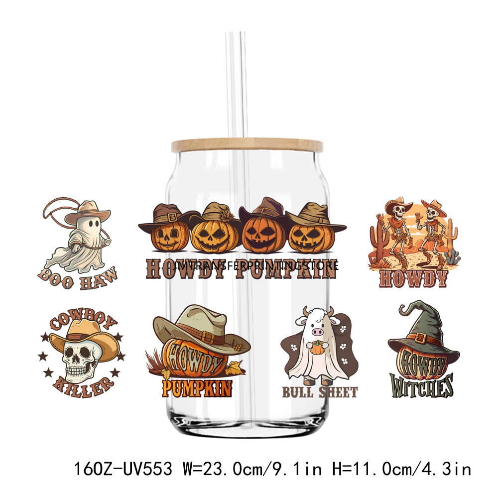 Western Howdy Halloween 16OZ UV DTF Wrap Sticker