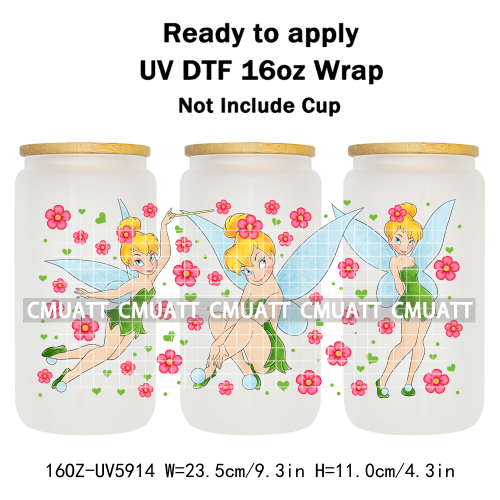 Cartoon Fly 16oz UV DTF Cup Wrap Transfers Stickers DIY Customized Selfadhesive Stickers Waterproof