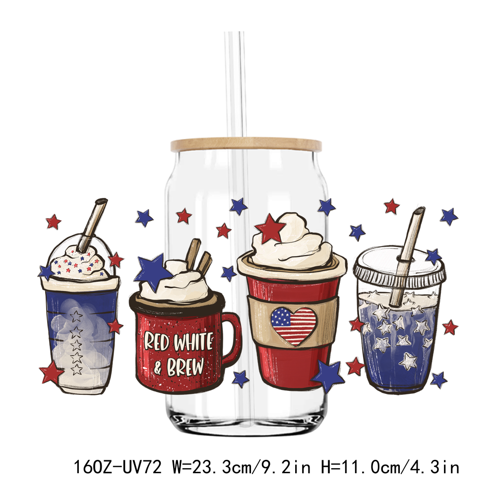 4th Of July 16OZ UV DTF Stickers Wrap