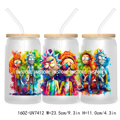 Graffiti Cartoon Bear Friends 16OZ UV DTF Cup Wrap Transfer Stickers Custom Labels Durable Waterproof Logo For Libbey Glass Can