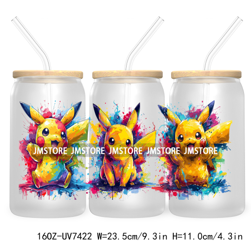 Graffiti Cartoon Bear Friends 16OZ UV DTF Cup Wrap Transfer Stickers Custom Labels Durable Waterproof Logo For Libbey Glass Can