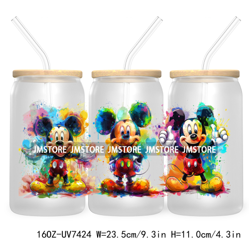 Graffiti Cartoon Bear Friends 16OZ UV DTF Cup Wrap Transfer Stickers Custom Labels Durable Waterproof Logo For Libbey Glass Can