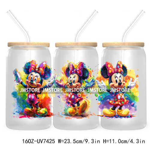 Graffiti Cartoon Bear Friends 16OZ UV DTF Cup Wrap Transfer Stickers Custom Labels Durable Waterproof Logo For Libbey Glass Can