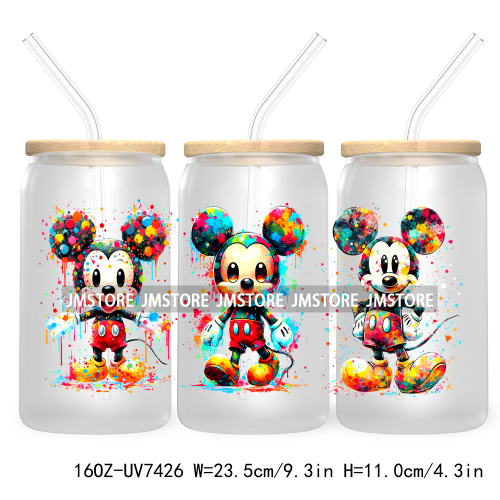 Graffiti Cartoon Bear Friends 16OZ UV DTF Cup Wrap Transfer Stickers Custom Labels Durable Waterproof Logo For Libbey Glass Can