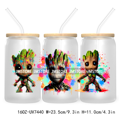 Graffiti Cartoon Bear Friends 16OZ UV DTF Cup Wrap Transfer Stickers Custom Labels Durable Waterproof Logo For Libbey Glass Can