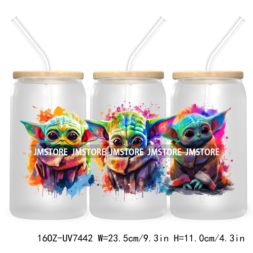 Graffiti Cartoon Bear Friends 16OZ UV DTF Cup Wrap Transfer Stickers Custom Labels Durable Waterproof Logo For Libbey Glass Can