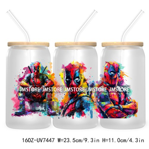 Graffiti Cartoon Bear Friends 16OZ UV DTF Cup Wrap Transfer Stickers Custom Labels Durable Waterproof Logo For Libbey Glass Can