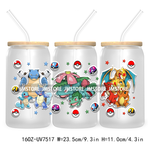 Cartoon Anime Character 16OZ UV DTF Cup Wrap Transfer Stickers Custom Label Durable Waterproof Logo For Libbey Glass Can Friends