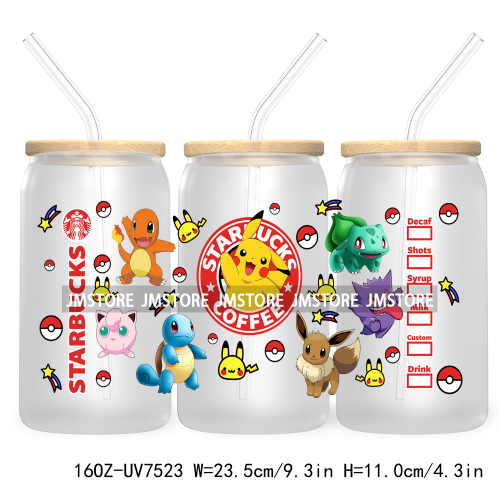 Cartoon Anime Character 16OZ UV DTF Cup Wrap Transfer Stickers Custom Label Durable Waterproof Logo For Libbey Glass Can Friends