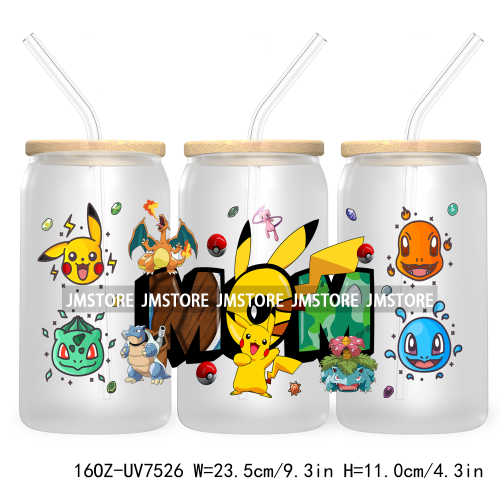 Cartoon Anime Character 16OZ UV DTF Cup Wrap Transfer Stickers Custom Label Durable Waterproof Logo For Libbey Glass Can Friends