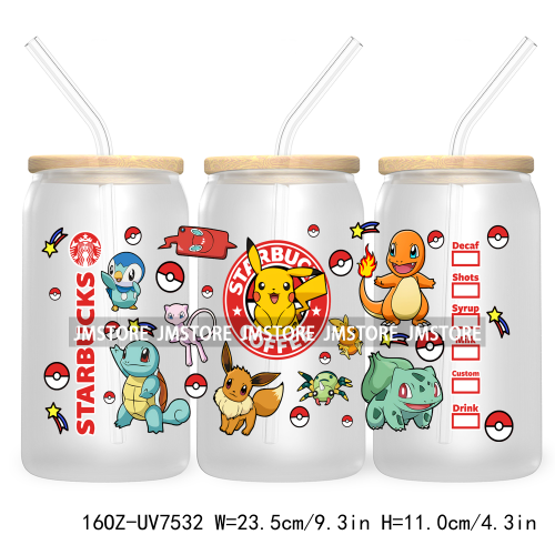 Cartoon Anime Character 16OZ UV DTF Cup Wrap Transfer Stickers Custom Label Durable Waterproof Logo For Libbey Glass Can Friends