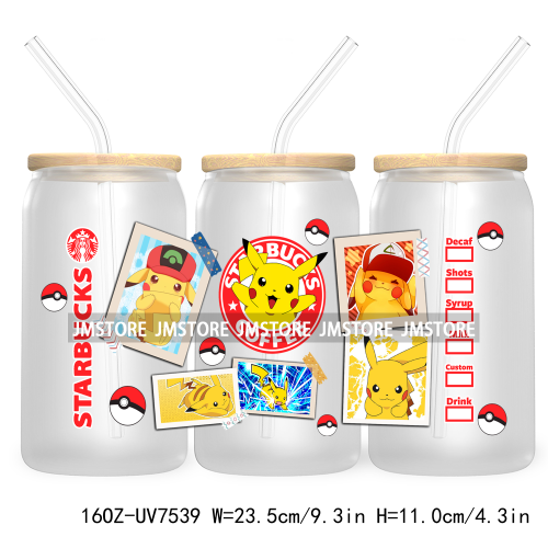 Cartoon Anime Character 16OZ UV DTF Cup Wrap Transfer Stickers Custom Label Durable Waterproof Logo For Libbey Glass Can Friends