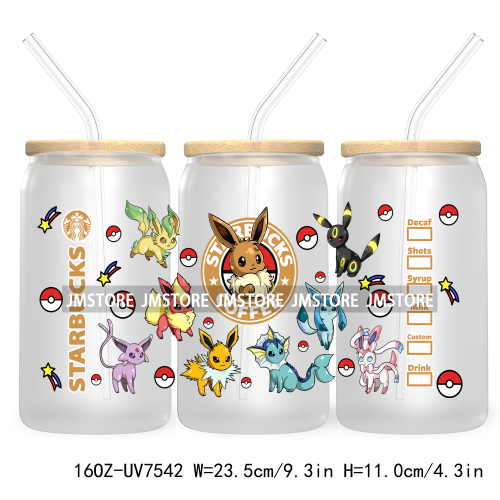 Cartoon Anime Character 16OZ UV DTF Cup Wrap Transfer Stickers Custom Label Durable Waterproof Logo For Libbey Glass Can Friends