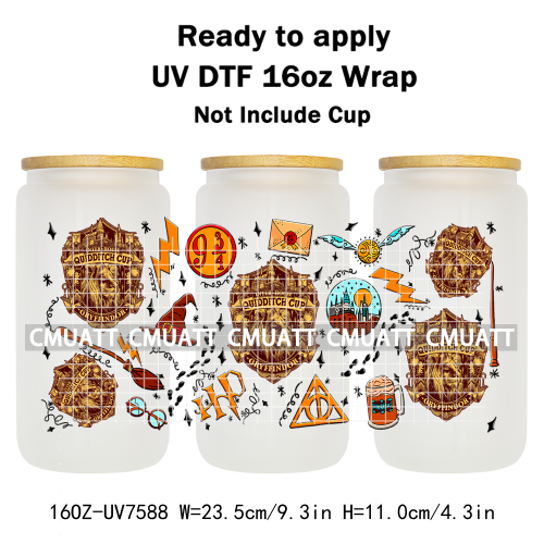 Boyes 16oz UV DTF Cup Wrap Transfers Stickers Adhesive Outdoor Bottles Libbey Glass Customized DIY Craft
