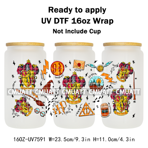 Boyes 16oz UV DTF Cup Wrap Transfers Stickers Adhesive Outdoor Bottles Libbey Glass Customized DIY Craft