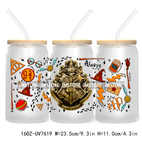 Cartoon Magic School 16OZ UV DTF Cup Wrap Transfers Stickers Custom Labels Waterproof Logo For Libbey Glass Can Wizard Character