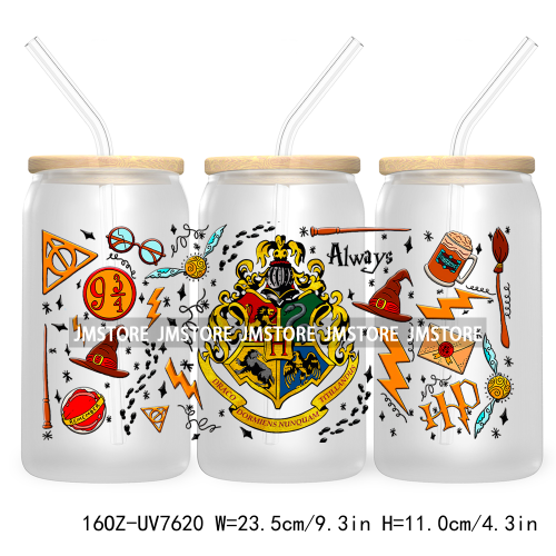 Cartoon Magic School 16OZ UV DTF Cup Wrap Transfers Stickers Custom Labels Waterproof Logo For Libbey Glass Can Wizard Character