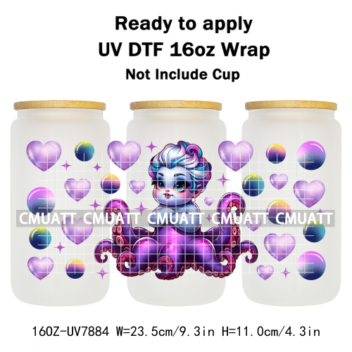 Witch 16oz UV DTF Cup Wrap Transfers Stickers Libbey Glass Mugs Can Beer DIY Customized Selfadhesive Stickers