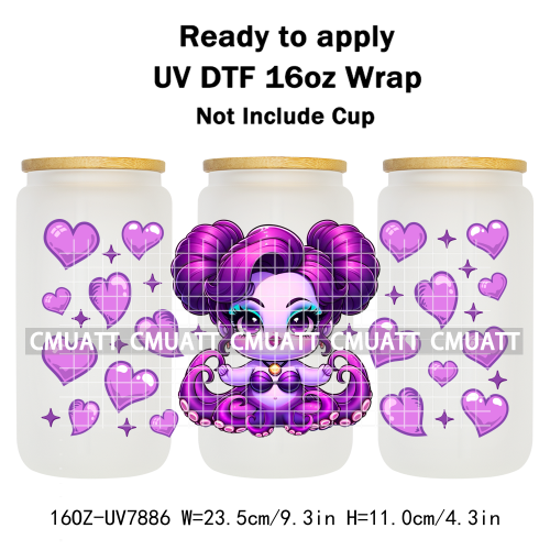 Witch 16oz UV DTF Cup Wrap Transfers Stickers Libbey Glass Mugs Can Beer DIY Customized Selfadhesive Stickers